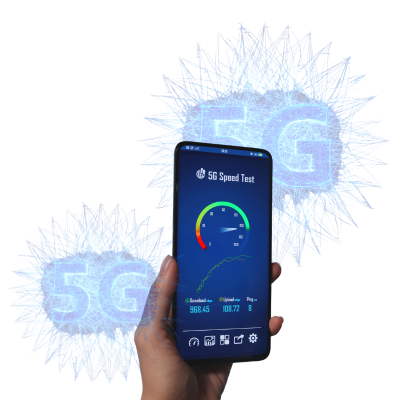 celular realizando teste da internet móvel 5g
